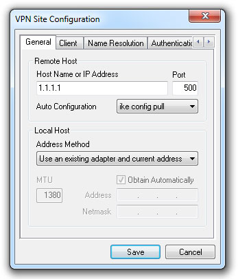 ShrewSoft Mikrotik VPN Configuration General