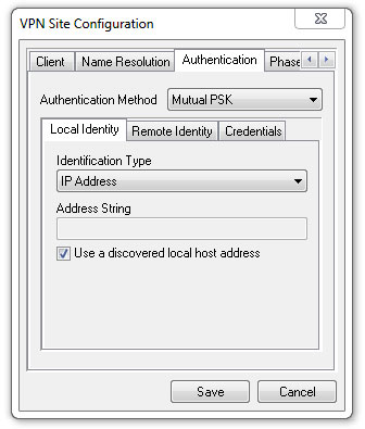 ShrewSoft Mikrotik VPN Configuration Authenticaion Local