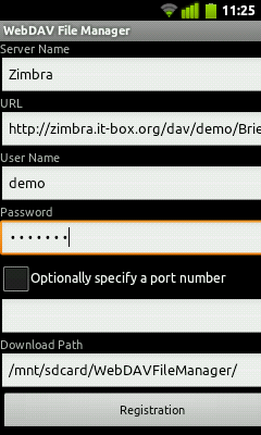 ZImbra Briefcase Android
