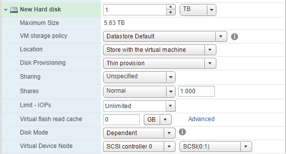 VMware add Hard Disk